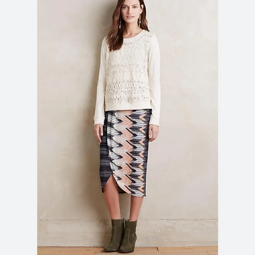 Maeve Plata chevron knit skirt